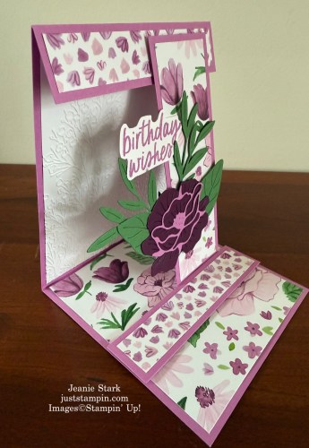 Stampin Up! Florals in Bloom birthday fun fold card with Pretty Florals Dies & Simply Said-Jeanie Stark StampinUp