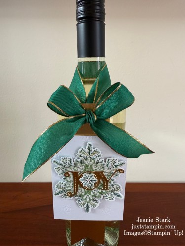 Stampin' Up! Elegant Pine Snowflake wine tag-Jeanie Stark StampinUp