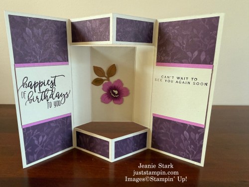 Stampin' Up! Floral Charm Box Seat Fun Fold Birthday card idea-Jeanie Stark StampinUp