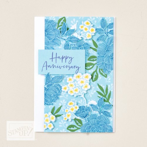 Stampin' Up! December Product of the Month True Blue Florals handmade card idea-visit juststampin.com for inspiration, ordering information, and more-Jeanie Stark StampinUp
