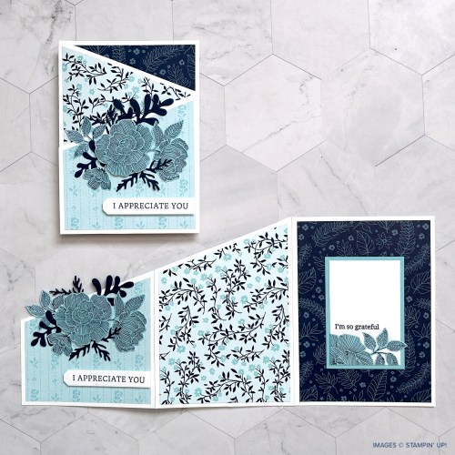 Stampin' Up! December Product of the Month True Blue Florals handmade card idea-visit juststampin.com for inspiration, ordering information, and more-Jeanie Stark StampinUp