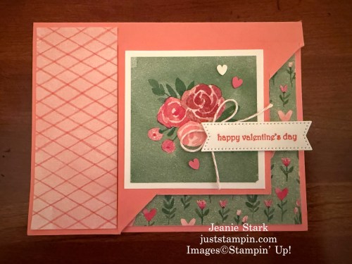 Stampin' Up! Fun Fold valentine card featuring Love Notes Mix & match Designer Series Paper-Jeanie Stark StampinUp