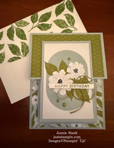Stampin' Up! Lovely Blossoms Fun Fold birthday card idea with Lovely Arrangements Bundle-Jeanie Stark StampinUp