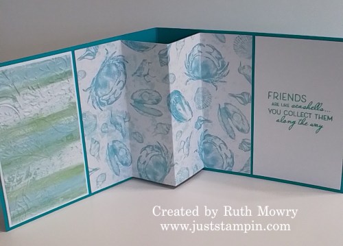 Stampin' Up! Friends Are Like Seashells Pretty Pleats fun fold card-visit juststampin.com for handmade inspiration and more-Jeanie Stark StampinUp