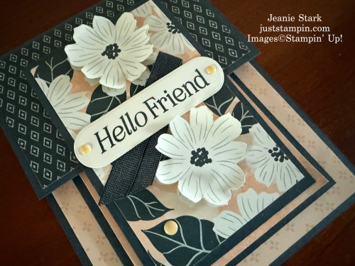 Stampin' Up! Lovely Blossoms Fun Fold birthday card idea with Lovely Arrangements Bundle-Jeanie Stark StampinUp