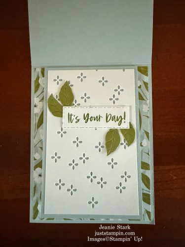 Stampin' Up! Lovely Blossoms Fun Fold birthday card idea with Lovely Arrangements and Fragrant Layers-Jeanie Stark StampinUp