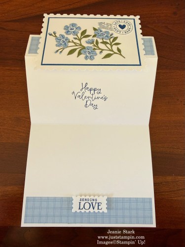 Stampin' Up! Special Delivery Paper Pumpkin alternative fun fold valentine card with Bee My Valentine and Postage Stamp Dies-Jeanie Stark StampinUp