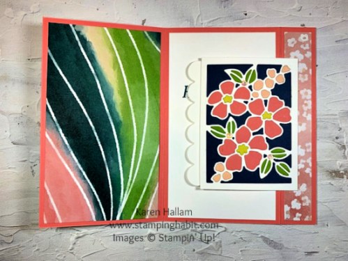 Stampin' Up! Back fold card with Lovely Arrangements and Painted Illusions Designer Series Paper-visit juststampin.com for handmade inspiration and more-Jeanie Stark StampinUp