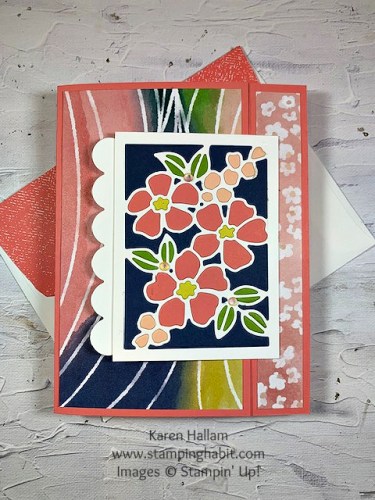 Stampin' Up! Back fold card with Lovely Arrangements and Painted Illusions Designer Series Paper-visit juststampin.com for handmade inspiration and more-Jeanie Stark StampinUp