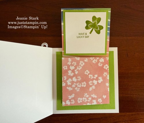 Stampin' Up! Lucky Clover birthday fun fold card with Painted Illusions Designer Series Paper-Jeanie Stark StampinUp