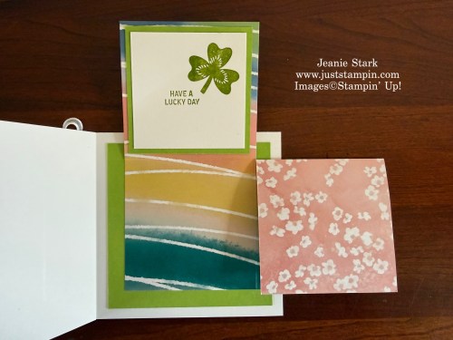 Stampin' Up! Lucky Clover birthday fun fold card with Painted Illusions Designer Series Paper-Jeanie Stark StampinUp