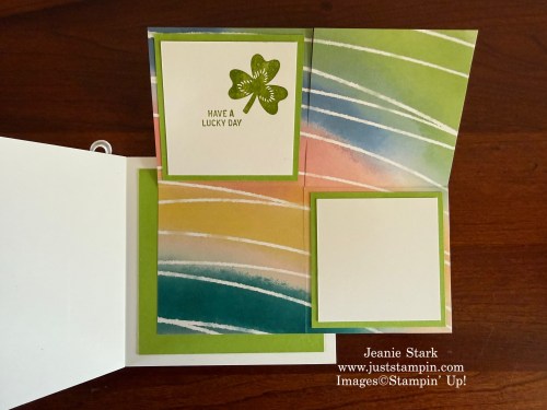 Stampin' Up! Lucky Clover birthday fun fold card with Painted Illusions Designer Series Paper-Jeanie Stark StampinUp