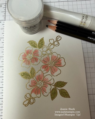 Stampin' Up! Fragrant Layers Corner Flip pop up fun fold card idea for any occasion with heat embossing technique-Jeanie Stark StampinUp