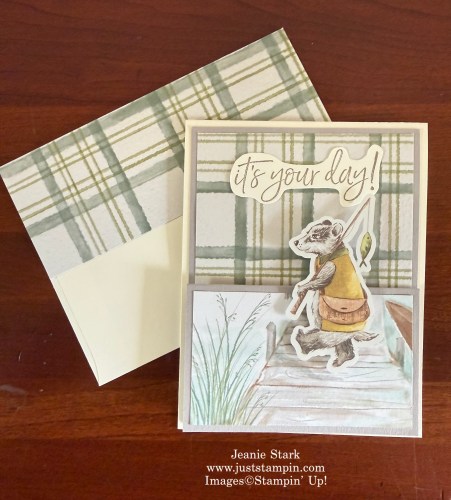 Stampin' Up! Waterside Retreat Fun Fold Masculine Birthday card idea-Jeanie Stark StampinUp