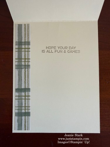 Stampin' Up! Game On Stamp Set and Waterside Retreat Fun Fold Masculine Birthday card idea-Jeanie Stark StampinUp
