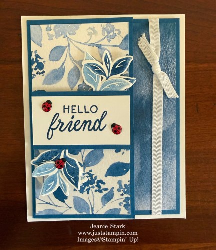 Stampin' Up! Paradise Garden fun fold card with Sweet Bugs and Framed All Around Stamp sets and Garden Poetry Designer Series Paper-Jeanie Stark StampinUp 