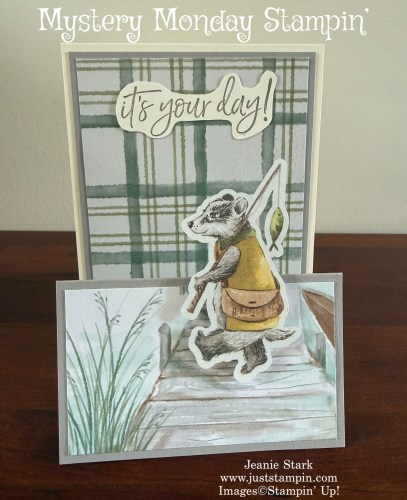 Stampin' Up! Waterside Retreat Fun Fold Masculine Birthday card idea-Jeanie Stark StampinUp