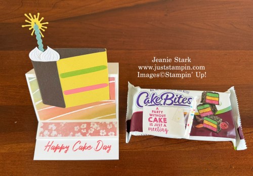 Stampin' Up! Cake Day fun fold birthday card with painted Illusions Designer Series Paper-Jeanie Stark StampinUp