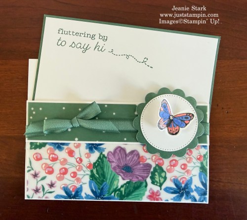 Stampin' Up! All Aflutter and Berry Botanical Vellum all occasion card pocket card idea-Jeanie Stark StampinUp