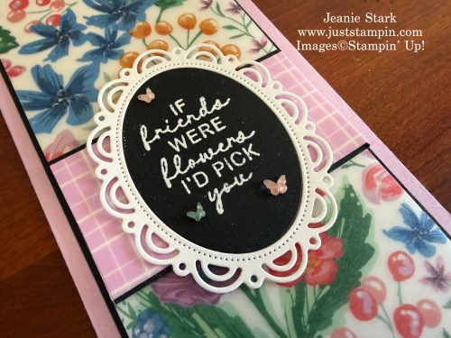 Stampin' Up! Berry Botanical Vellum Slimline card with Sunshine & Tulips Stamp Set and Scalloped Wishes Dies-Jeanie Stark StampinUp