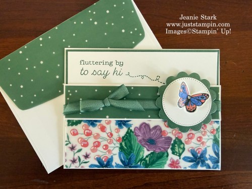 Stampin' Up! All Aflutter and Berry Botanical Vellum all occasion card pocket card idea-Jeanie Stark StampinUp