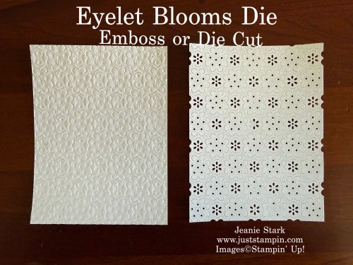 Stampin' Up! Eyelet Blooms Die-die cut or emboss with the Impressions Plate-Jeanie Stark StampinUp