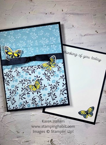 Stampin' Up! All Aflutter thinking of you fun fold pocket card idea-visit juststampin.com for inspiration, ordering information, and more-Jeanie Stark StampinUp