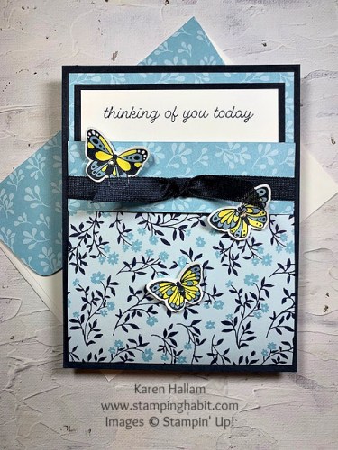 Stampin' Up! All Aflutter thinking of you fun fold pocket card idea-visit juststampin.com for inspiration, ordering information, and more-Jeanie Stark StampinUp