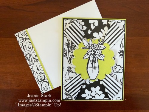 Stampin' Up! Double Collar Fun Fold card idea with Scalloped Blooms Dies & Artisan Sketched Garden Designer Series Paper-Jeanie Stark StampinUp