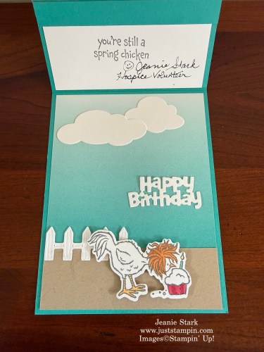 Stampin' Up! Hey Birthday Chick fun fold birthday card idea-Jeanie Stark StampinUp