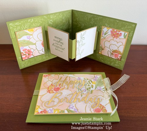 Stampin' Up! Framed All Around fun fold birthday card with Lovely & Beautiful Designer Series Paper-Jeanie Stark StampinUp