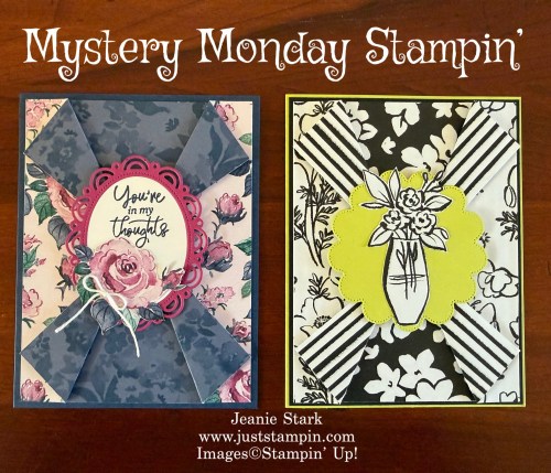 Stampin' Up! Double Collar Fun Fold card ideas with Artisan Sketched Garden and Floral Charm Designer Series Paper-Jeanie Stark StampinUp