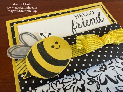 Stampin' Up! fun fold pocket card with Bee Builder Punch and Artisan Sketched Garden-Jeanie Stark StampinUp
