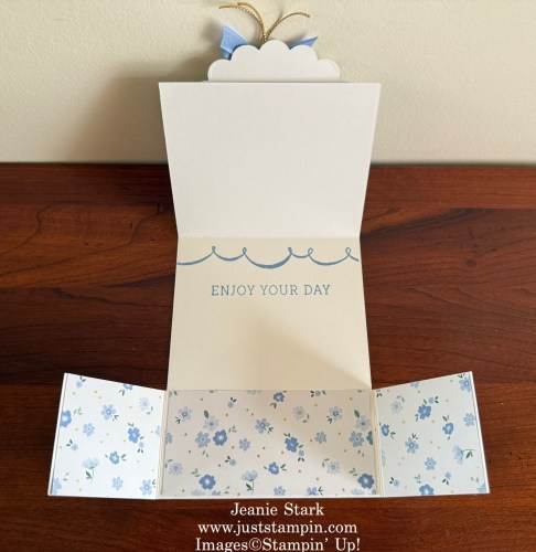 Stampin' Up! Double Dutch door fun fold birthday card with Bloom Boutique Designer Series Paper, Balloon Festoon Bundle, and Scalloped Blooms Dies-Jeanie Stark StampinUp