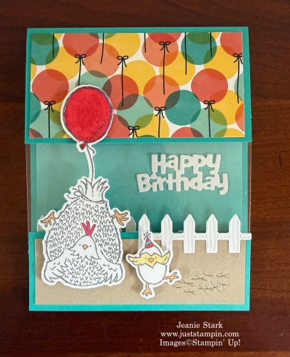 Stampin' Up! Hey Birthday Chick fun fold birthday card idea-Jeanie Stark StampinUp