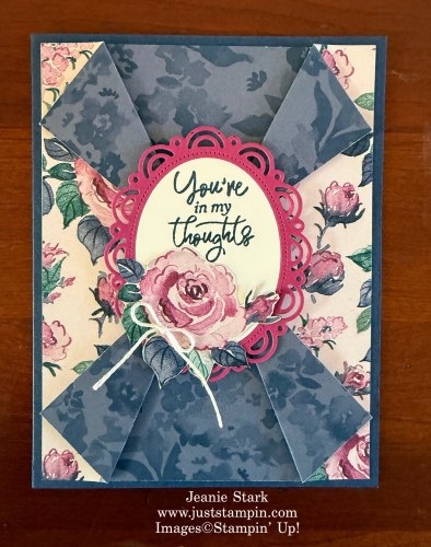 Stampin' Up! Double Collar Fun Fold Thinking of You card idea with Floral Charm Designer Series Paper-Jeanie Stark StampinUp