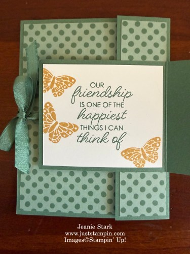 Stampin' Up! Double Front Flap fun fold card with All Aflutter and Framed All Around stamp sets-Jeanie Stark StampinUp