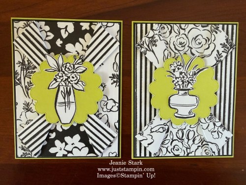 Stampin' Up! Double Collar Fun Fold card ideas with Artisan Sketched Garden Designer Series Paper-Jeanie Stark StampinUp