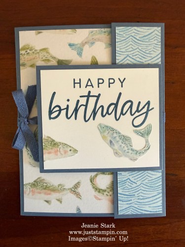 Stampin' Up! Double Front Flap fun fold masculine birthday card with You In Mind Stamp Set and Waterside Retreat Designer series Paper-Jeanie Stark StampinUp