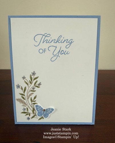 Stampin' Up! Triple Display Easel card with All Aflutter Bundle, Delicate Whispers stamp set, Scalloped Blooms Dies, Paradise Garden Hybrid Embossing Folder, and Violet Dreams Designer Series Paper-Jeanie Stark StampinUp