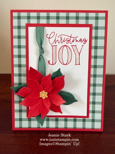 Stampin' Up! Pretty Poinsettia Christmas card idea with Gingham designer series paper-Jeanie stark StampinUp