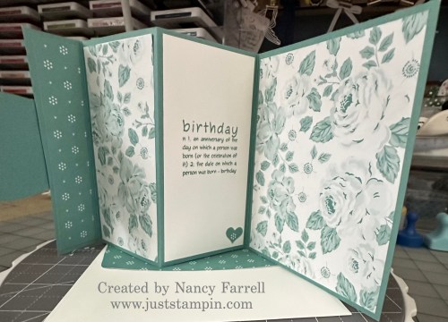 Stampin' Up! Words & Wishes birthday fun fold card idea-visit juststampin.com for mystery stamping fun fold card ideas-Jeanie Stark StampinUp