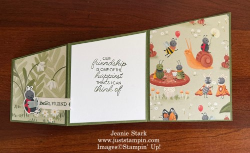 Stampin' Up! Diagonal Fun Fold card idea with Framed All Around Stamp Set and Sweet Bugs Bundle-Jeanie Stark StampinUp