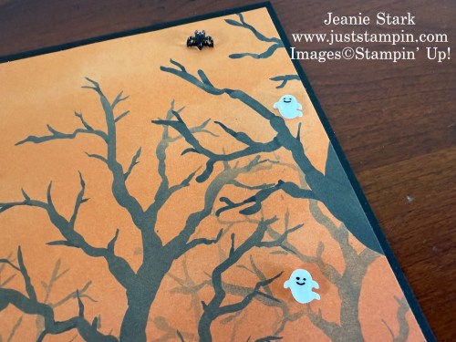 Stampin' Up! fun fold card idea with Frightfully Fun Designer Series Paper and Adhesive-Backed Bats, Ghosts, & Dots-Jeanie Stark StampinUp