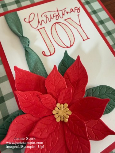 Stampin' Up! Pretty Poinsettia Christmas card idea with Gingham designer series paper-Jeanie stark StampinUp