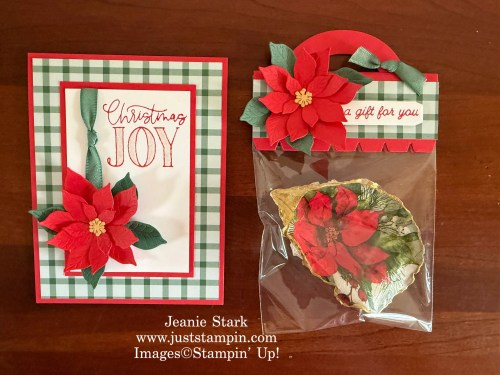 Stampin' Up! Playful Packaging gift idea and Christmas card with Pretty Poinsettia and Gingham Gallery Designer series Paper-Jeanie stark StampinUp