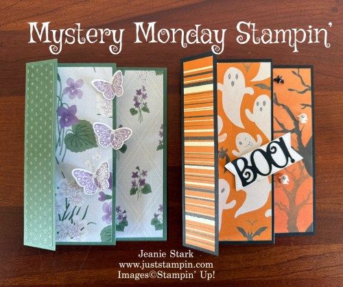 Stampin' Up! M fun fold card ideas with Violet Dreams and Frightfully Fun Designer Series Paper-Jeanie Stark StampinUp