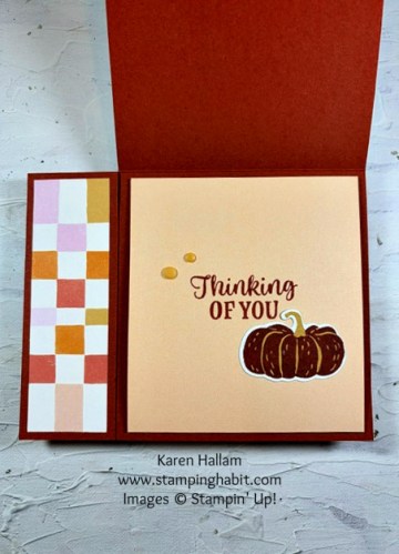 Stampin' Up! Painted Pumpkins fun fold thinking of you card idea for a friend-visit juststampin.com for mystery stamping fun fold card ideas-Jeanie Stark StampinUp