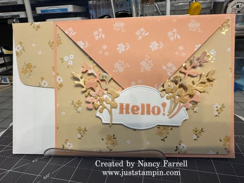 Stampin' Up! Bloom Boutique envelope flap fun fold birthday card idea-visit juststampin.com for mystery stamping fun fold card ideas-Jeanie Stark StampinUp
