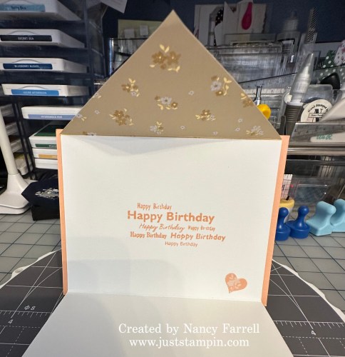 Stampin' Up! Bloom Boutique envelope flap fun fold birthday card idea-visit juststampin.com for mystery stamping fun fold card ideas-Jeanie Stark StampinUp